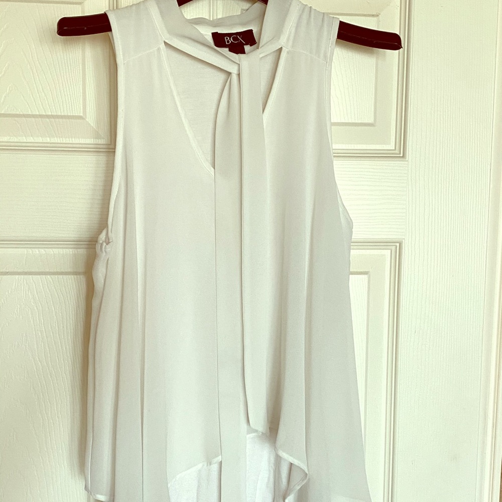 White Cotton & Sheer Sleeveless Blouse
